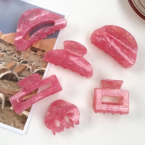 Molloni per Capelli in Acrilico con Motivo Marmo Rosso Melograno Geometrico Shark Clip Eleganti Accessori per Capelli da Donna