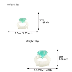 Elegant white faux acetate hair claw clip with green rhinestones in small and large sizes