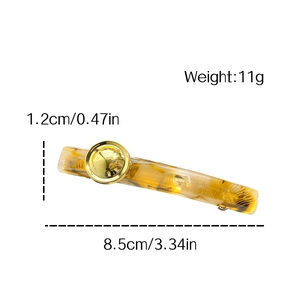 French vintage tortoise shell acetate hair clip with golden button detail 8.5cm