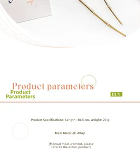 Detailed view of bamboo leaf metal hair pin with dimensions 18.5cm length and 20g weight