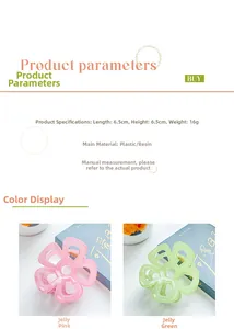Détails de taille et couleurs pour pinces à cheveux fleur en résine de 6,5 cm rose et vert