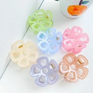 Lot de six pinces à cheveux en forme de fleur aux couleurs pastel pour femmes