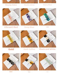 Detailed grid view of assorted acetate cat head hair clips in multiple colorful patterns