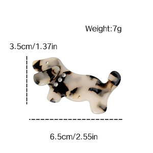 Retro tortoise dachshund hair clip made of premium acetate in cream and brown patterns