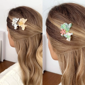 Barrette à cheveux vintage en acétate avec motif chiot et fleurs pour filles