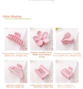 Lot de pinces à cheveux roses avec dimensions et poids pour différents styles