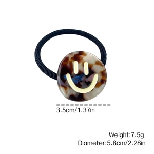 Elastic smile face hair tie with amber acetate tortoiseshell pattern for women