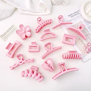 Série Rose de Pinces à Cheveux pour Femmes Grandes Douces Mat Brillant Pinces Requin pour Cheveux Epais Accessoires Quotidien