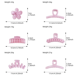 Lot de pinces à cheveux rose tendre aux motifs floraux et géométriques en résine