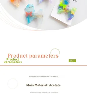 Detailed view of acetic acid puppy hair clip with rhinestones and product size parameters