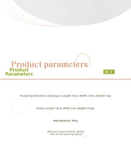 Size and material specifications for metal hair sticks in Xiangyun and Yulan styles