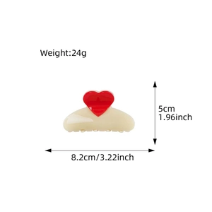 Pince à cheveux cœur crème avec dimensions de 8,2cm et poids de 24g pour coiffure femme