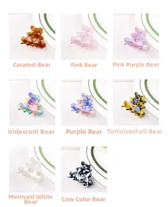 Collage de pinces à cheveux ours en acétate aux motifs écaille de tortue et nacré