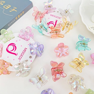 Lot de 6 mini pinces à cheveux papillon et fleur avec finition laser irisée colorée