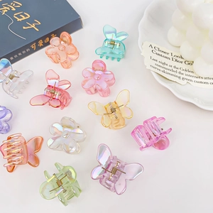 Lot de 6 mini pinces à cheveux sirène irisées en forme de papillon et de fleur