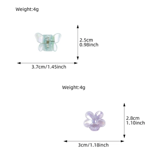 Mini pinces à cheveux irisées en résine nacrée en forme de papillon et fleur élégante