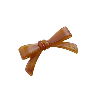 Elegant amber tortoiseshell acetate bow hair clip with France Handmade marking