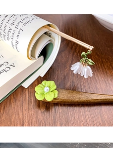Detail of vintage Chinese hairpins with lily of the valley and green flower pearl charms