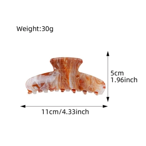 Grande pince à cheveux 11 cm motif marbre ambré élégant pour coiffure femme chic