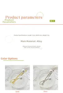 Detailed size specifications of the baroque pearl hair clip in gold and silver alloy finish