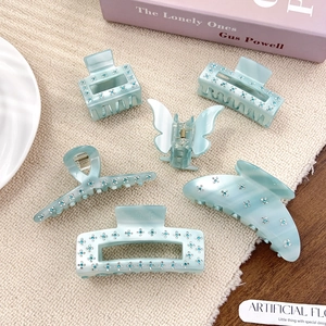 Pince à Cheveux Élégante en Acétate avec Strass pour Femme Pince Crabe Marbrée Papillon Géométrique Grand Accessoire
