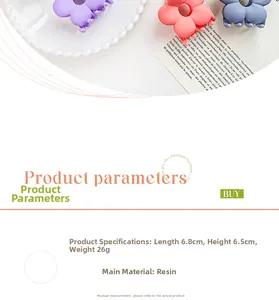 Détails de grandes pinces à cheveux fleur en résine avec dimensions 6,8x6,5cm et poids