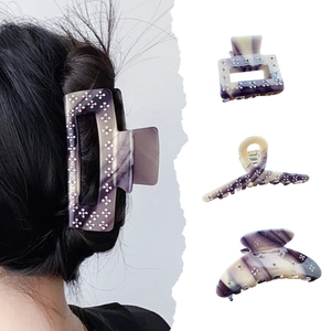 Ensemble de pinces à cheveux en acétate marbré violet avec motifs de fleurs
