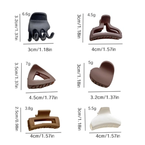 Lot de 6 pinces à cheveux mates aux formes géométriques avec dimensions et poids précis