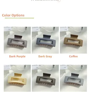 Multi-color rectangular matte hair claws in purple, grey, brown, yellow, green and blue