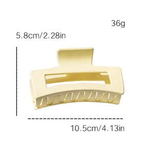 Creamy yellow matte square hair claw clip for thick hair, 10.5cm large shark clip