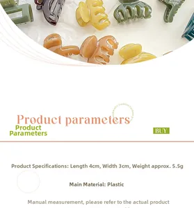 Détails de petites pinces à cheveux de 4cm en plastique avec dimensions et poids
