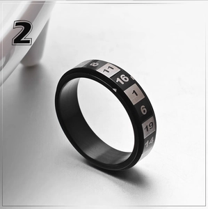 Bague rotative en acier inoxydable noir avec chiffres arabes gravés au laser