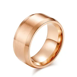 Stainless Steel Wide Band Ring For Men Women Brushed Matte Center Polished Beveled Edge Classic Minimalist Plain Finger Ring Jewelry