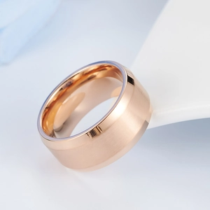 Minimalist wide matte brushed 18K gold plated ring with polished mirror edges