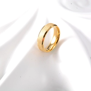 6mm minimalist gold vacuum plated ring with matte sandblasted finish and polished interior