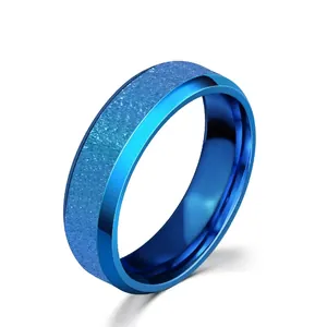 Minimalist Stainless Steel Ring Matt Sandblasted Center Polished Edges Modern Jewelry For Daily Wear Unisex Gold Black Blue Silver