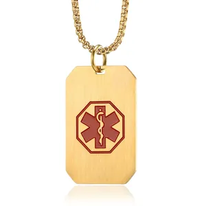 Collana Allerta Medica Acciaio Inossidabile Ciondolo Stella Della Vita Per Uomo Donna Identificazione Emergenza Gioielli Spazzolati