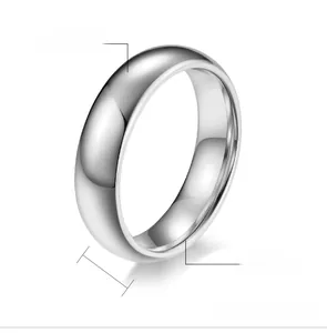 Detailed view of 6mm wide polished tungsten steel ring with high mirror finish