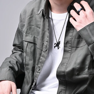 Minimalist origami pegasus pendant necklace in black finish for creative youth style