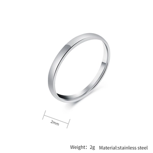Detail view of 2mm slim stainless steel ring with polished mirror finish and 2g weight
