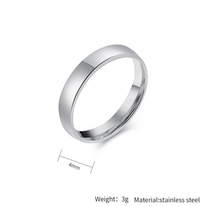 Detail view of 4mm wide stainless steel band ring with 3g weight specifications