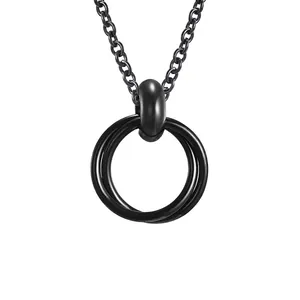 Vintage Stainless Steel Interlocking Rings Pendant Necklace For Men Women Hip Hop Minimalist Jewelry Valentine's Day Gift