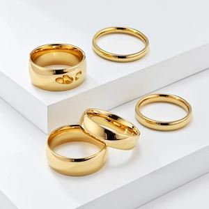 Minimalist Stainless Steel Ring Band For Men Women Smooth Polished Surface Gold Silver Black Fashion Jewelry Finger Ring
