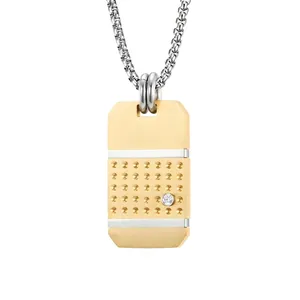 Herren Edelstahl Dog Tag Anhänger Halskette Matt Schwarz Vergoldet Hip Hop Minimalistisch Rechteckiger Anhänger Halskette