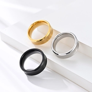 Minimalist matte stainless steel ring set in gold, silver and black finish for unisex style