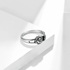 Bague Vintage en Acier Titane Motif Visage Soleil et Lune Pour Homme Femme Polie Alliance Céleste Mariage Bijoux