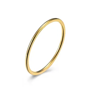 Minimalist Stainless Steel Stackable Plain Band Ring For Women Polished Wedding Engagement Jewelry Gold Rose Gold Silver
