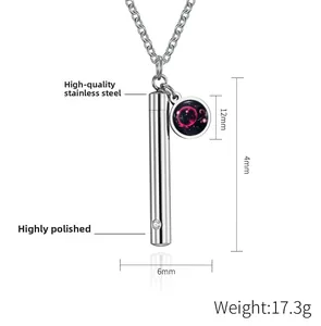 Pendentif cylindre en acier inoxydable poli avec breloque étoile, 17,3g, vue détaillée