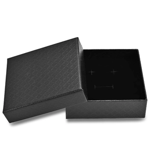 Black rhombic pattern jewelry box with lid for necklace and earring gift packaging