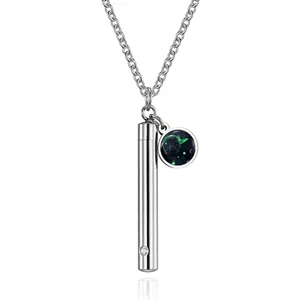 Collier Pendentif Bouteille de Parfum pour Huile Essentielle en Acier Inoxydable Avec Motif Galaxie Strass pour Unisexe